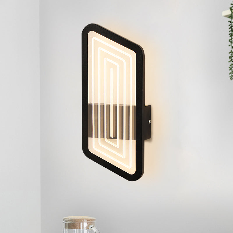 Lisslune | Black/Gold Rectangular Wall Light Fixture Nordic Metal Wall Lamp Lighting in Warm/White Light, 12.5"/19.5" Wide
