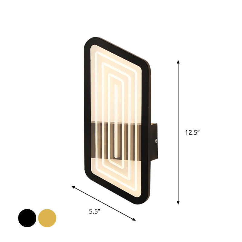Lisslune | Black/Gold Rectangular Wall Light Fixture Nordic Metal Wall Lamp Lighting in Warm/White Light, 12.5"/19.5" Wide
