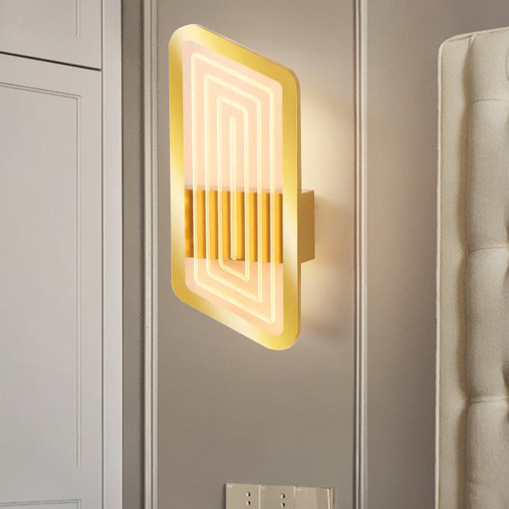 Lisslune | Black/Gold Rectangular Wall Light Fixture Nordic Metal Wall Lamp Lighting in Warm/White Light, 12.5"/19.5" Wide