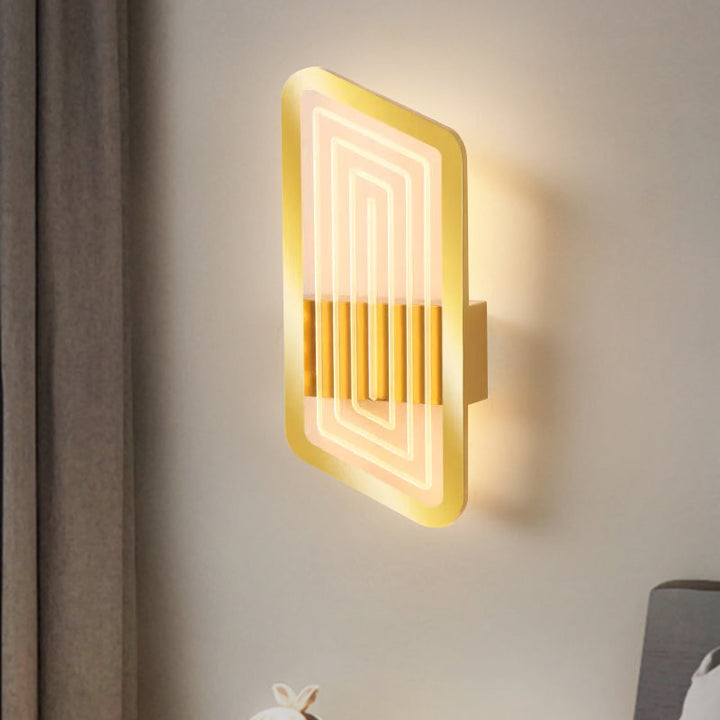 Lisslune | Black/Gold Rectangular Wall Light Fixture Nordic Metal Wall Lamp Lighting in Warm/White Light, 12.5"/19.5" Wide