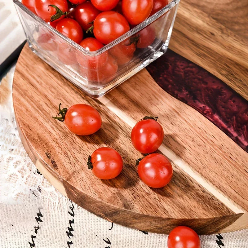 Lisslune | Round Cutting Board Made of Acacia Wood – Versatile Kitchen Board for Steak, Snacks, and More