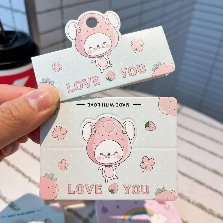 Lisslune | Charming Cartoon Gift Tags - 100 Handmade Sets with Clear OPP Bags for Small Businesses and Gifts