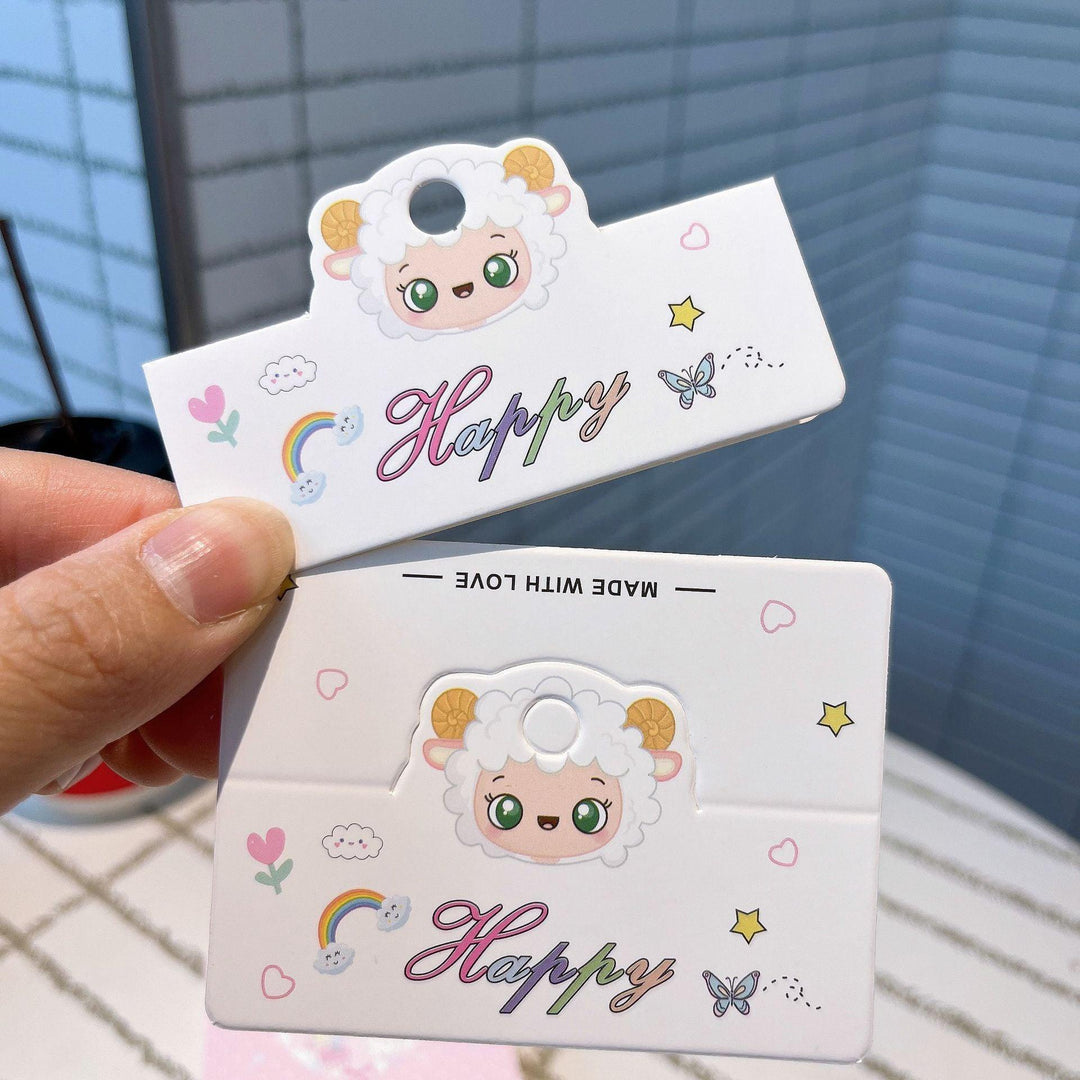 Lisslune | Charming Cartoon Gift Tags - 100 Handmade Sets with Clear OPP Bags for Small Businesses and Gifts