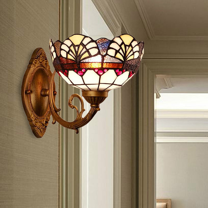 Lisslune | Stained Glass Wall Lighting Loft Vintage 1 Light Wall Lamp for Living Room