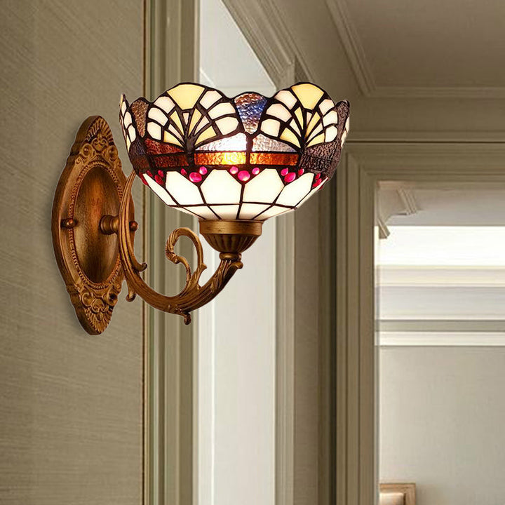 Lisslune | Stained Glass Wall Lighting Loft Vintage 1 Light Wall Lamp for Living Room