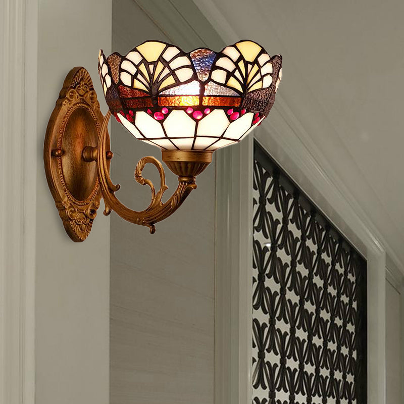 Lisslune | Stained Glass Wall Lighting Loft Vintage 1 Light Wall Lamp for Living Room