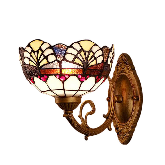 Lisslune | Stained Glass Wall Lighting Loft Vintage 1 Light Wall Lamp for Living Room