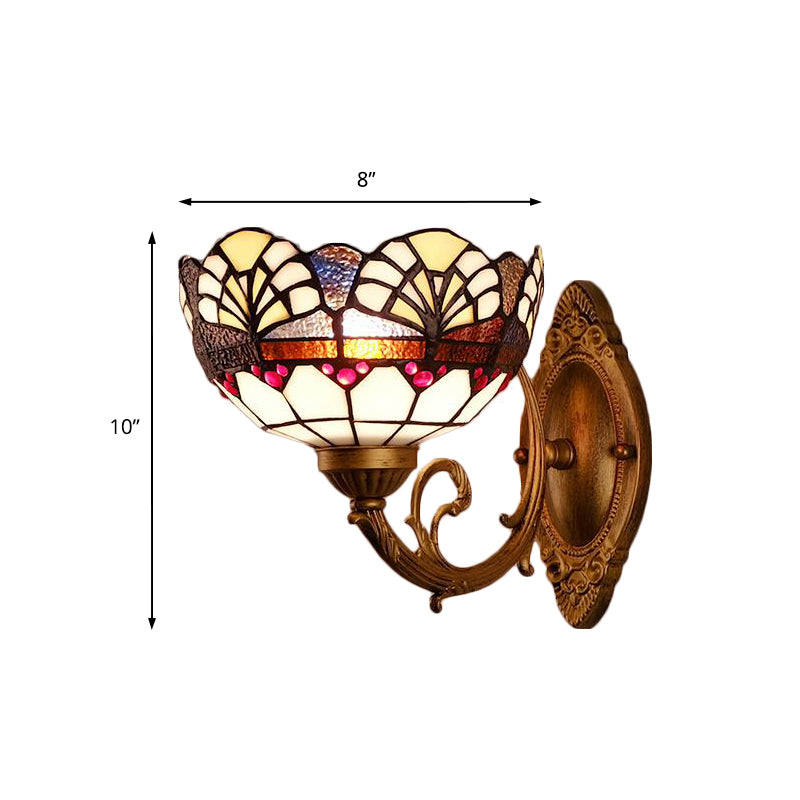 Lisslune | Stained Glass Wall Lighting Loft Vintage 1 Light Wall Lamp for Living Room