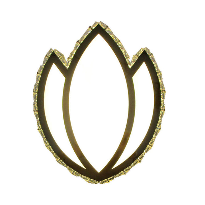 Lisslune | Modern LED Wall Lamp Flush White Lotus Flower Wall Lamp with Faceted Crystal Shade in Warm/White Light
