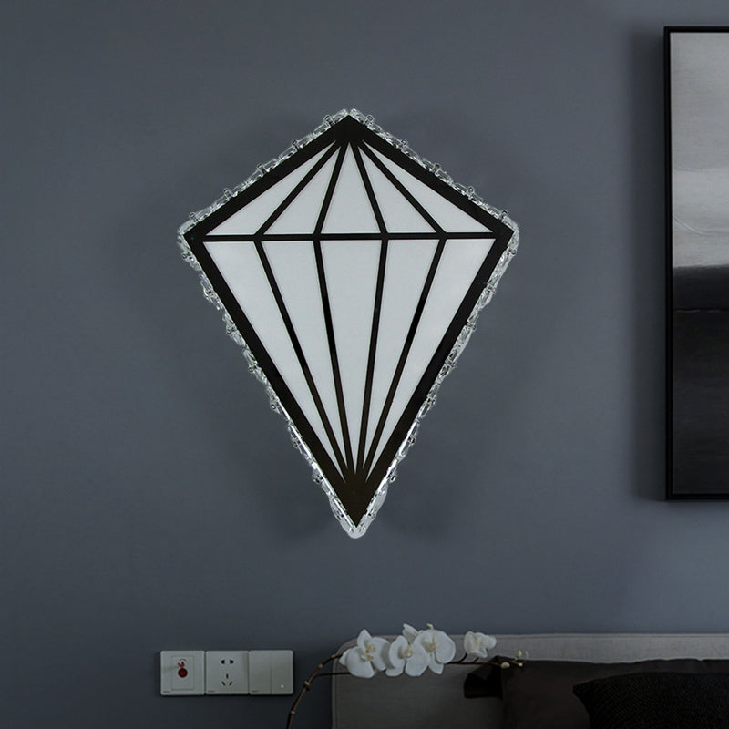 Lisslune | White LED Diamond Wall Light Simplicity Acrylic Wall Lamp with Crystal Decor in Warm/White Light