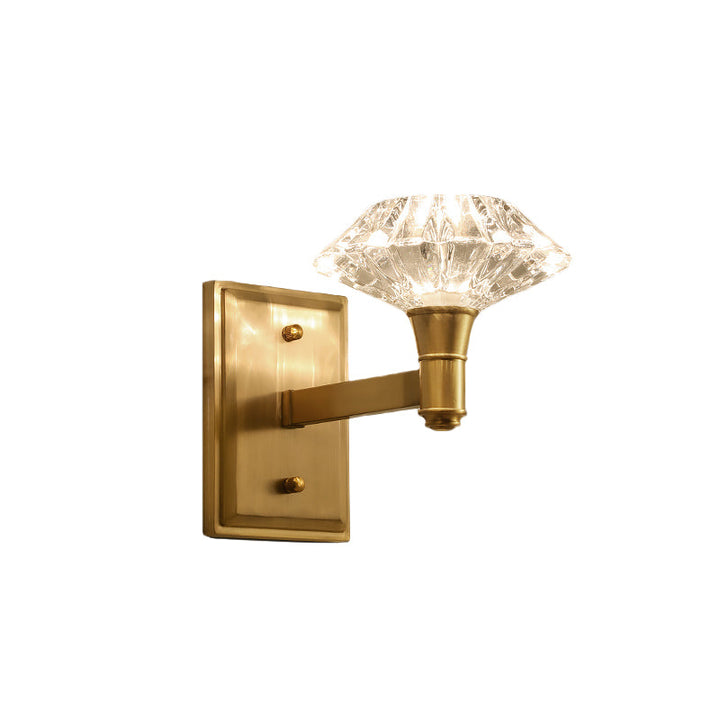 Lisslune | Shell Wall Mounted Lighting Simplicity Clear Crystal 1/2-Light Door Wall Sconce with Straight Arm in Brass