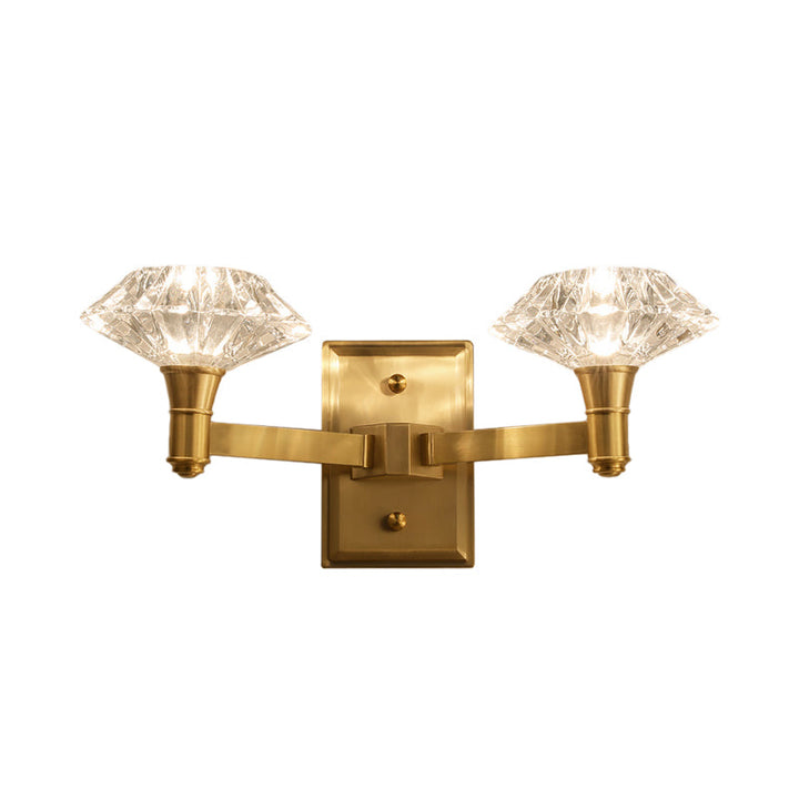 Lisslune | Shell Wall Mounted Lighting Simplicity Clear Crystal 1/2-Light Door Wall Sconce with Straight Arm in Brass