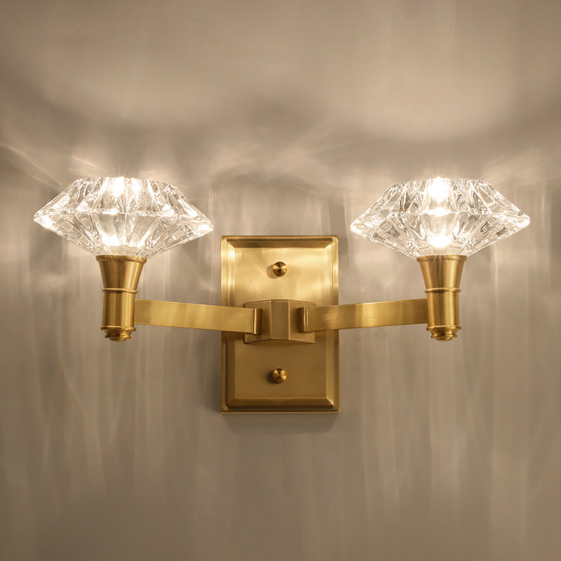 Lisslune | Shell Wall Mounted Lighting Simplicity Clear Crystal 1/2-Light Door Wall Sconce with Straight Arm in Brass