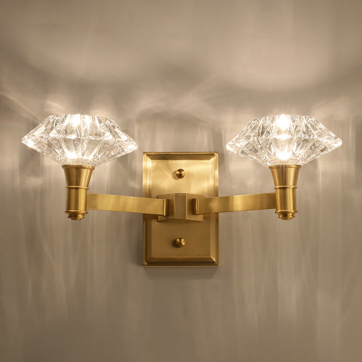 Lisslune | Shell Wall Mounted Lighting Simplicity Clear Crystal 1/2-Light Door Wall Sconce with Straight Arm in Brass
