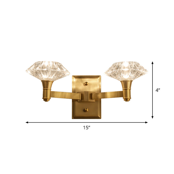 Lisslune | Shell Wall Mounted Lighting Simplicity Clear Crystal 1/2-Light Door Wall Sconce with Straight Arm in Brass