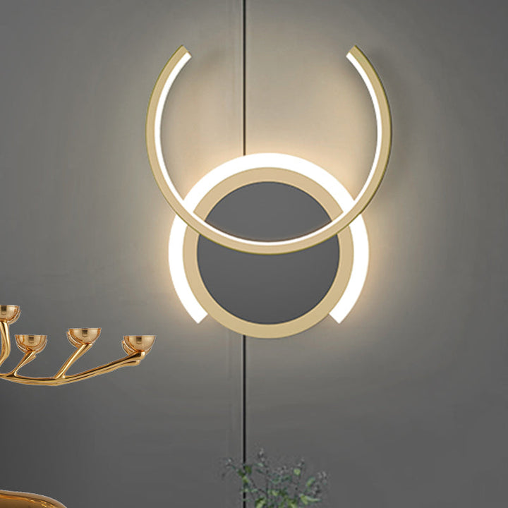 Lisslune | Metal C-shaped Wall Lamp Nordic LED Wall Light in Gold for Bedroom, Warm/White Light