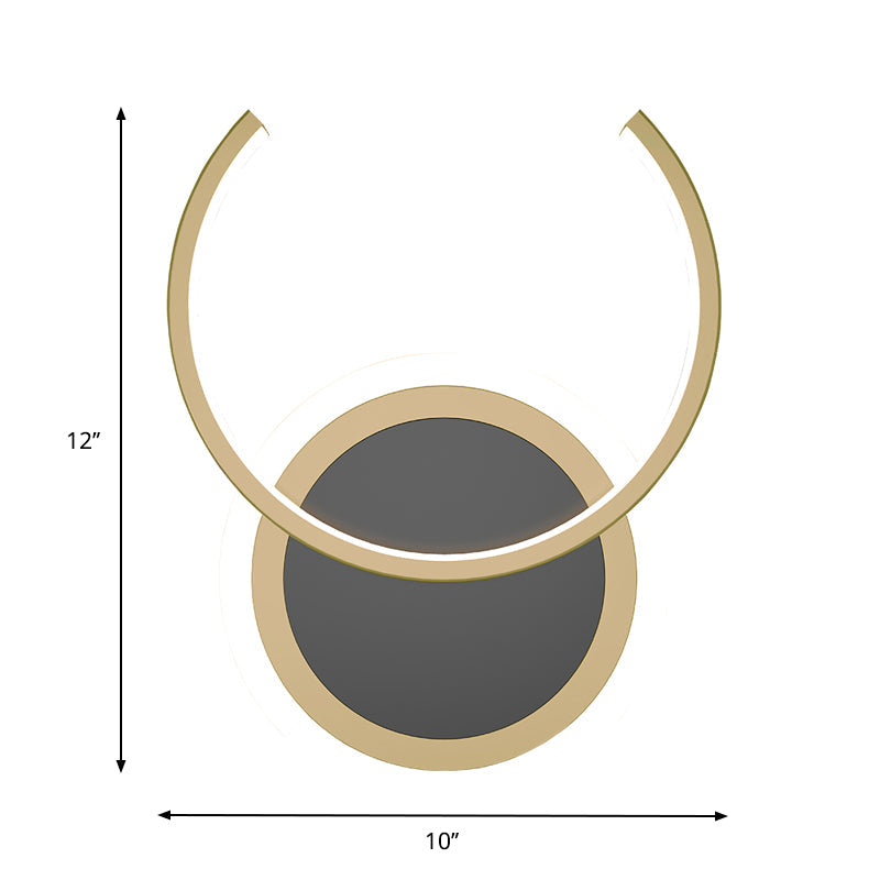 Lisslune | Metal C-shaped Wall Lamp Nordic LED Wall Light in Gold for Bedroom, Warm/White Light