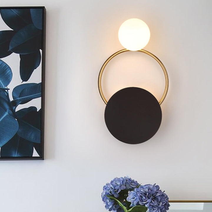 Lisslune | Black rounded wall light fixture Modernism LED metal wall-mounted lighting in white/yellow light