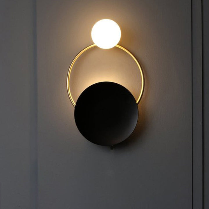 Lisslune | Black rounded wall light fixture Modernism LED metal wall-mounted lighting in white/yellow light