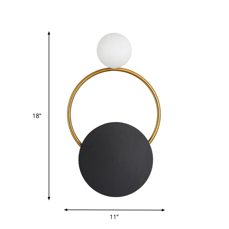 Lisslune | Black rounded wall light fixture Modernism LED metal wall-mounted lighting in white/yellow light