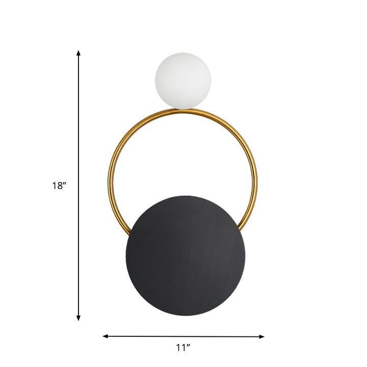 Lisslune | Black rounded wall light fixture Modernism LED metal wall-mounted lighting in white/yellow light
