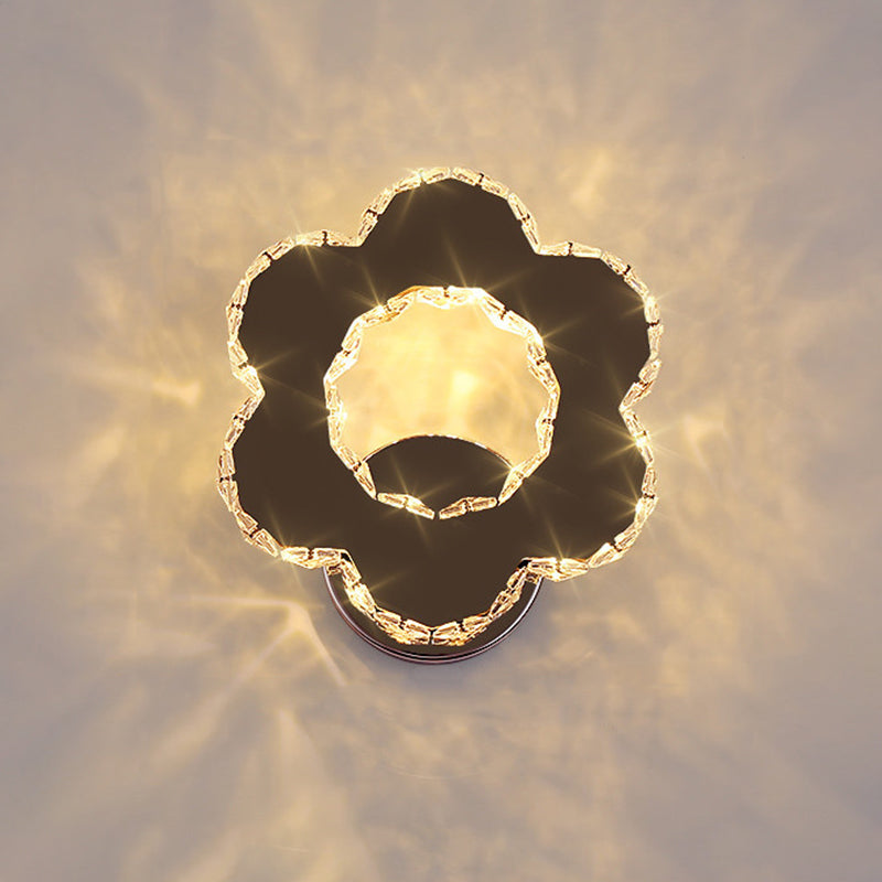 Lisslune | Hand-cut Crystal Flower/Star Wall Light Modernism LED Wall-mounted Lighting in Chrome, Warm/White Light