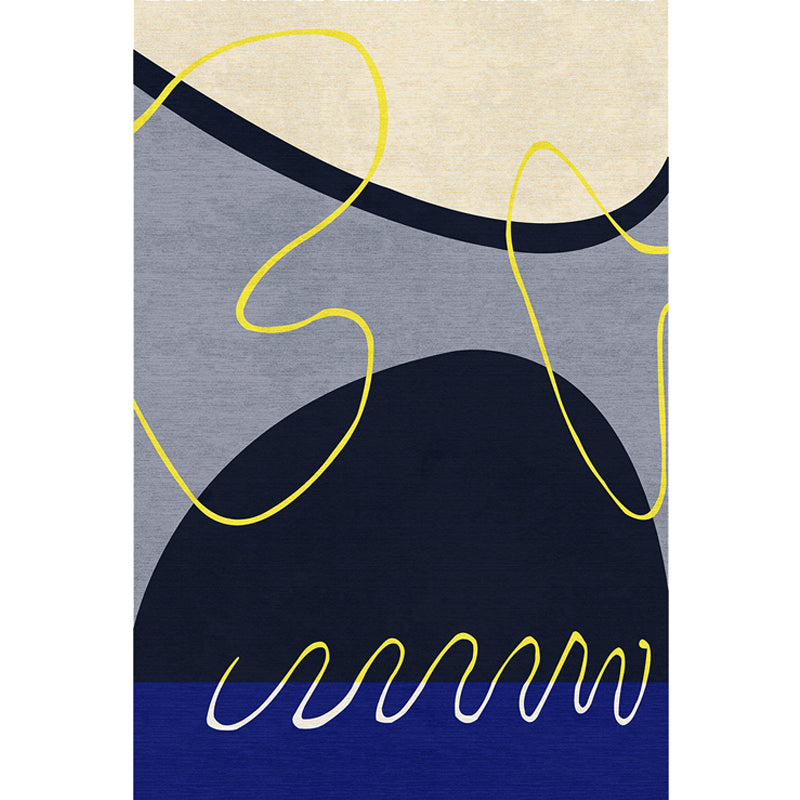 Lisslune | Blue and Green Abstract Carpet Polyester Modernist Carpet Washable Pet-Friendly Area Rug for the Living Room