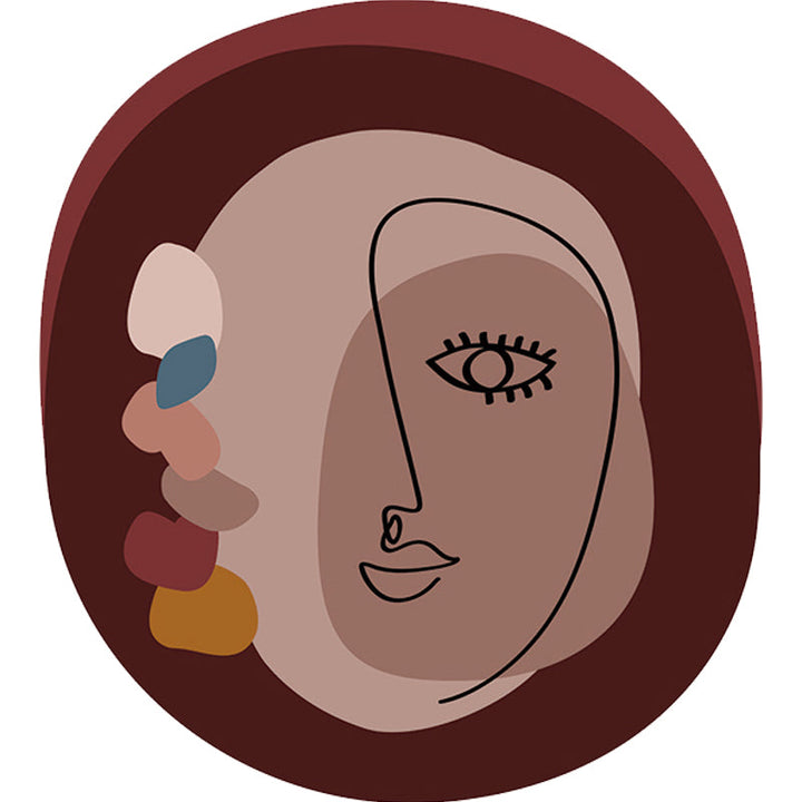 Lisslune | Simple Novelty Irregular Carpet in Brown Abstract Face Pattern Carpet Polyester Stain-Resistant Area Rug for Home Decoration