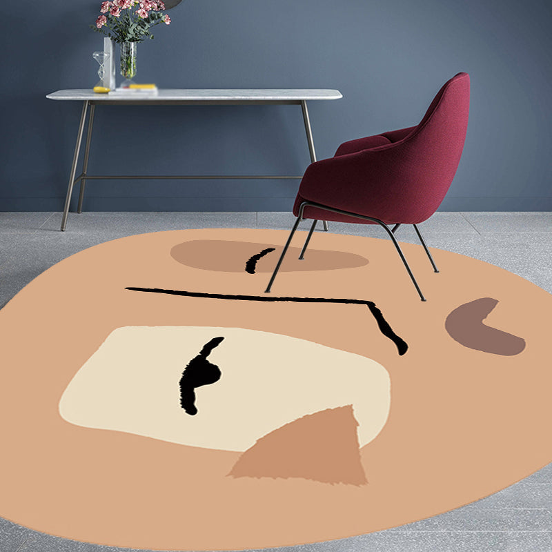Lisslune | Brown irregular bedroom rug novelty abstract painting pattern area rug polyester pet-friendly rug