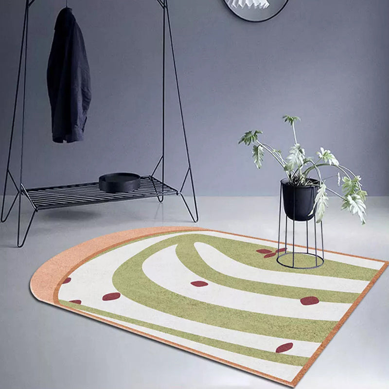 Lisslune | Gray and Green Irregular Area Rug Bedroom Novelty Color Block Pattern Area Coverage Polyester Non-Slip Carpet