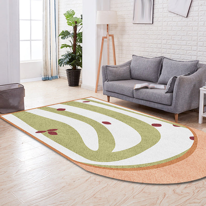 Lisslune | Gray and Green Irregular Area Rug Bedroom Novelty Color Block Pattern Area Coverage Polyester Non-Slip Carpet