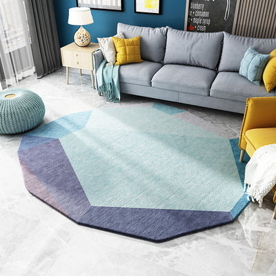 Lisslune | Green and Blue Irregular Area Rug Bedroom Novelty Color Block Pattern Area Rug Polyester Stain Resistant Carpet
