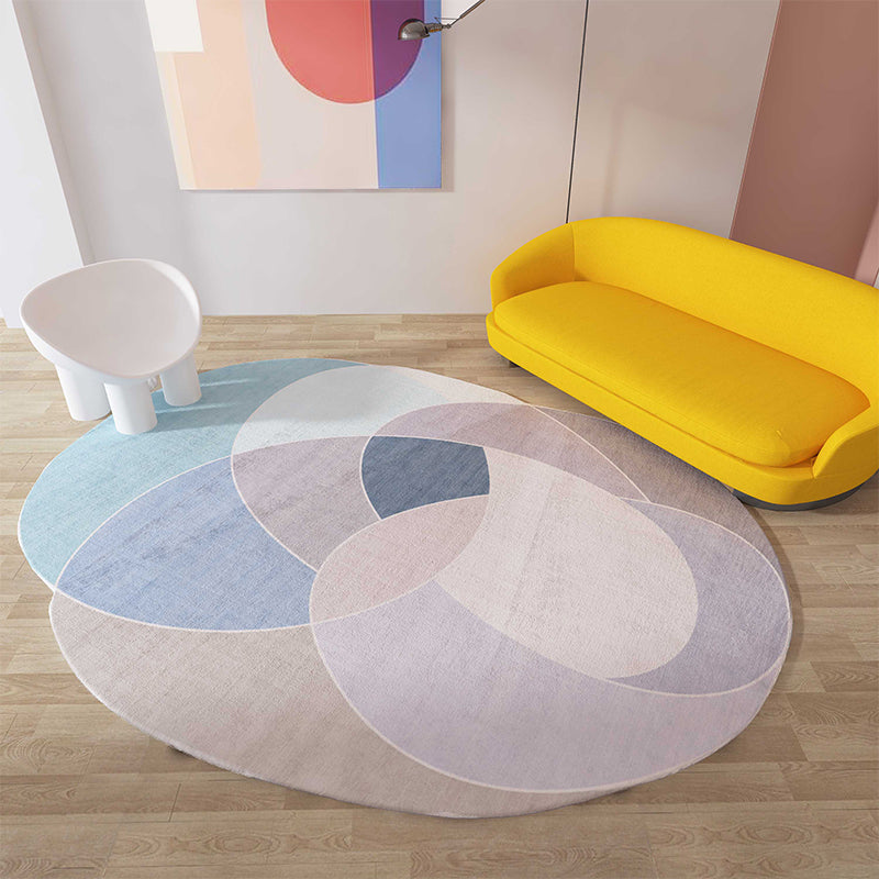 Lisslune | Green and Blue Irregular Area Rug Bedroom Novelty Color Block Pattern Area Rug Polyester Stain Resistant Carpet