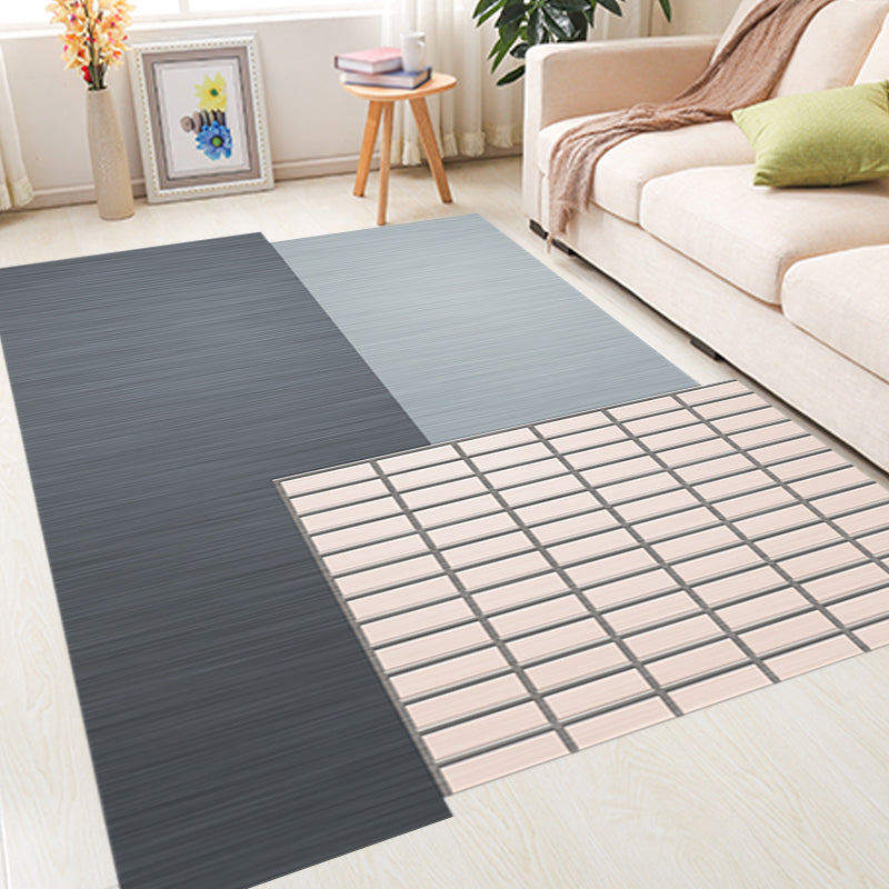 Lisslune | Novelty Living Room irregular rug in gray color block rectangular printed rug polyester pet-friendly area rug