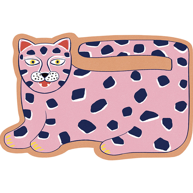 Lisslune | Stylish children's irregular rug in pink and brown animal tiger lion pattern rug polyester washable rug for the children's room