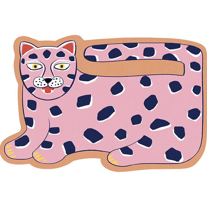 Lisslune | Stylish children's irregular rug in pink and brown animal tiger lion pattern rug polyester washable rug for the children's room