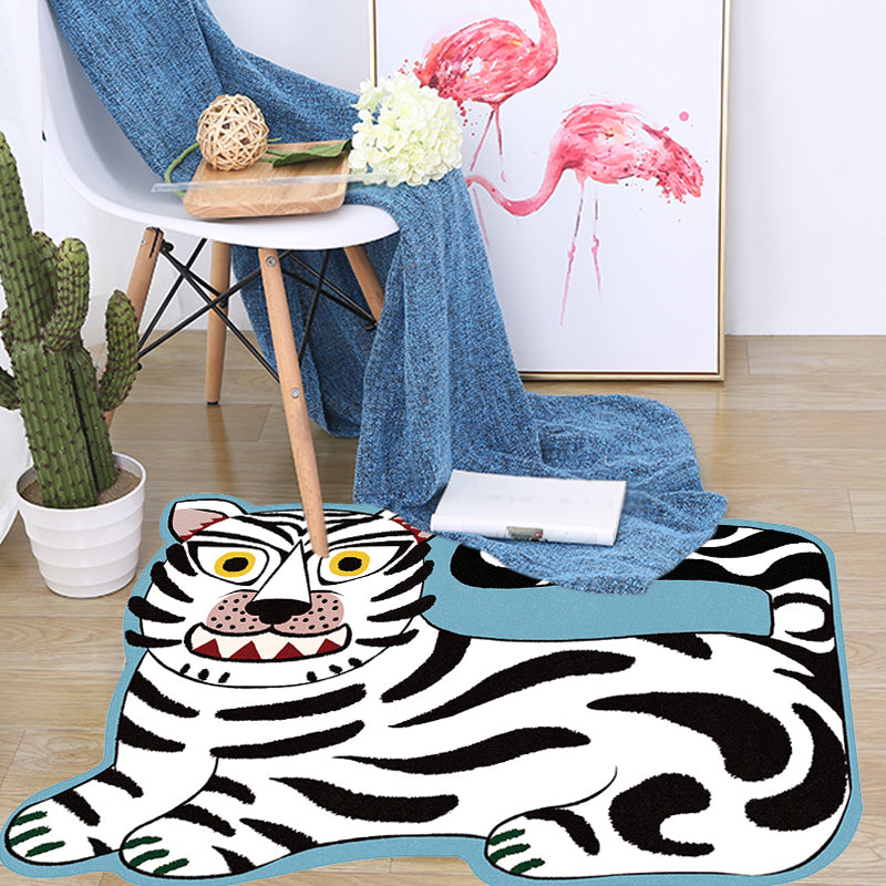 Lisslune | Stylish children's irregular rug in pink and brown animal tiger lion pattern rug polyester washable rug for the children's room