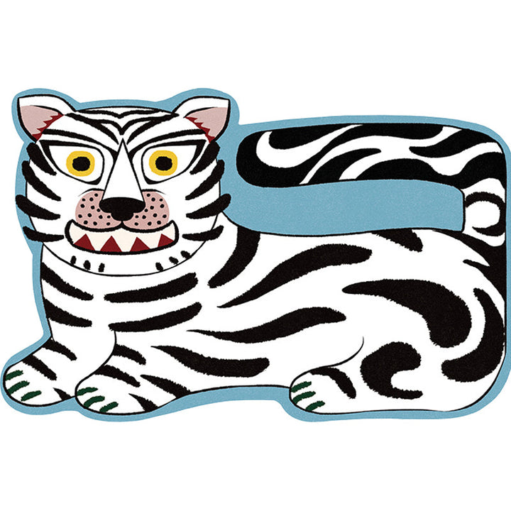 Lisslune | Stylish children's irregular rug in pink and brown animal tiger lion pattern rug polyester washable rug for the children's room