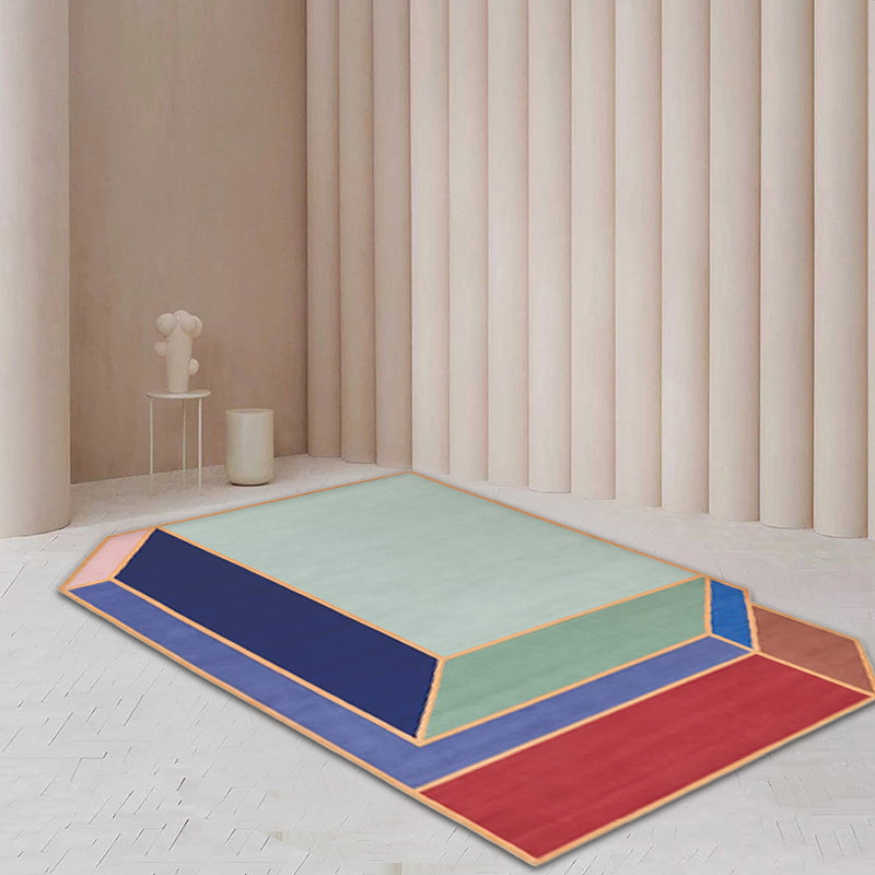 Lisslune | Novelty Living Room Irregular Rug Colorful Block Cube Print Rug Polyester Pet-Friendly Area Rug