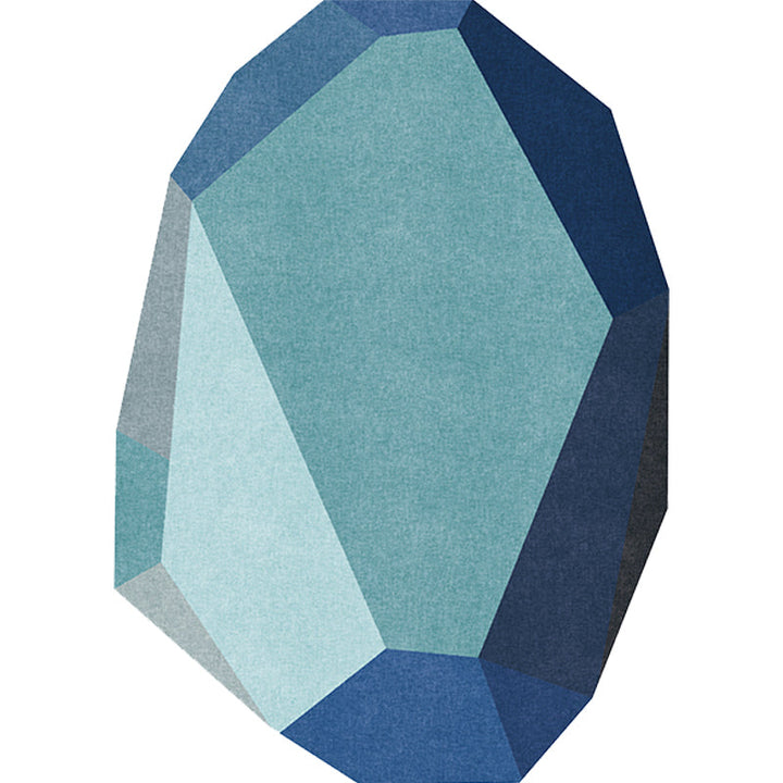 Lisslune | Gray and Blue Irregular Carpet Bedroom Novelty Color Block Pattern Area Rug Polyester Washable Rug