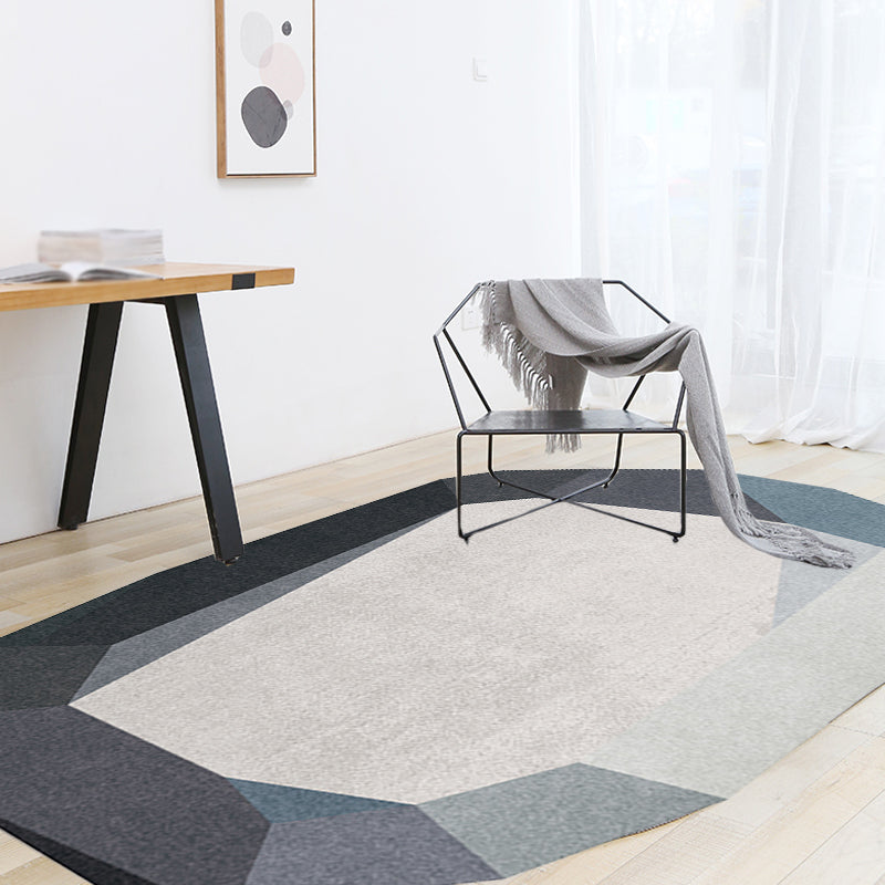 Lisslune | Gray and Blue Irregular Carpet Bedroom Novelty Color Block Pattern Area Rug Polyester Washable Rug