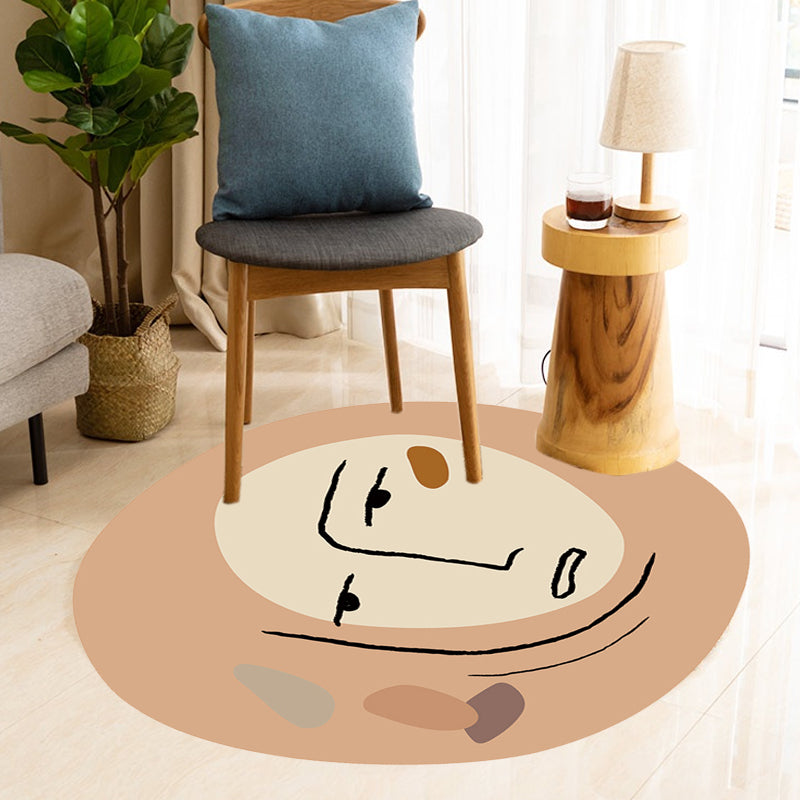 Lisslune | Modern Novelty Irregular Carpet in Brown Abstract Painting Pattern Carpet Polyester Washable Area Rug for Home Decoration