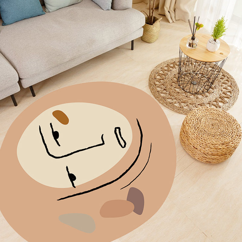 Lisslune | Modern Novelty Irregular Carpet in Brown Abstract Painting Pattern Carpet Polyester Washable Area Rug for Home Decoration
