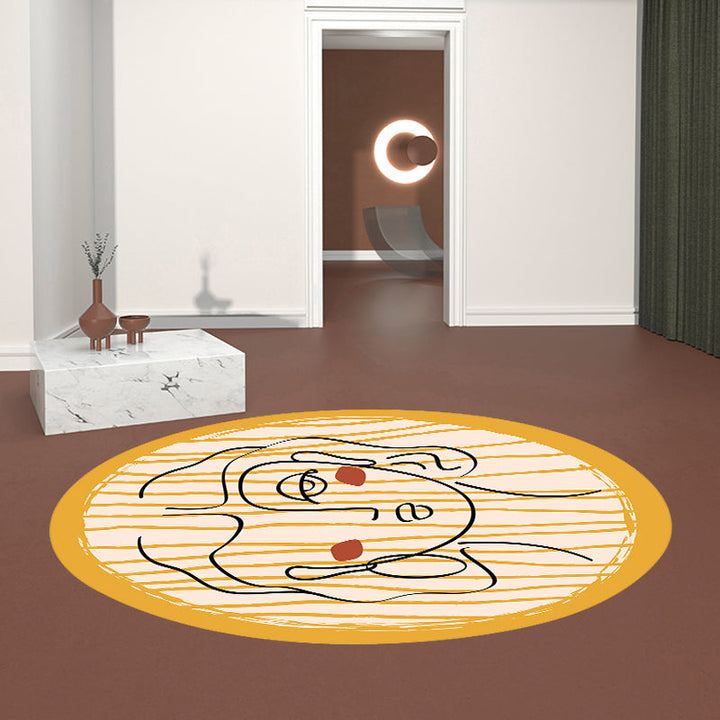 Lisslune | Novelty Living Room Irregular Rug in Yellow Abstract Virgin Print Rug Polyester Non-Slip Back Area Rug