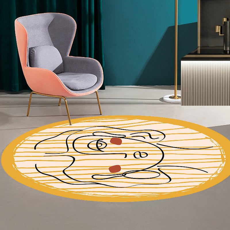 Lisslune | Novelty Living Room Irregular Rug in Yellow Abstract Virgin Print Rug Polyester Non-Slip Back Area Rug