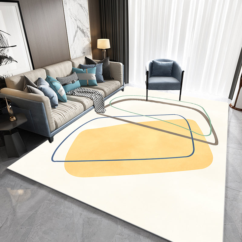 Lisslune | Beige Abstract Carpet Polyester Modern Carpet Nonslip Background Pet-Friendly Area Rug for Living Room