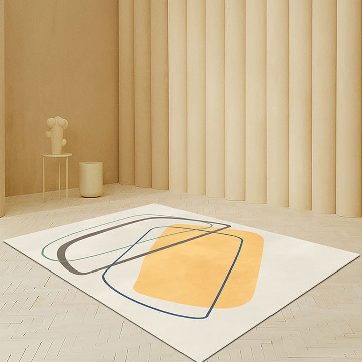 Lisslune | Beige Abstract Carpet Polyester Modern Carpet Nonslip Background Pet-Friendly Area Rug for Living Room