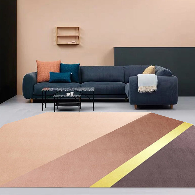 Lisslune | Novelty Living Room Irregular Carpet in Brown Color Block Rectangular Print Carpet Polyester Stain Resistant Carpet