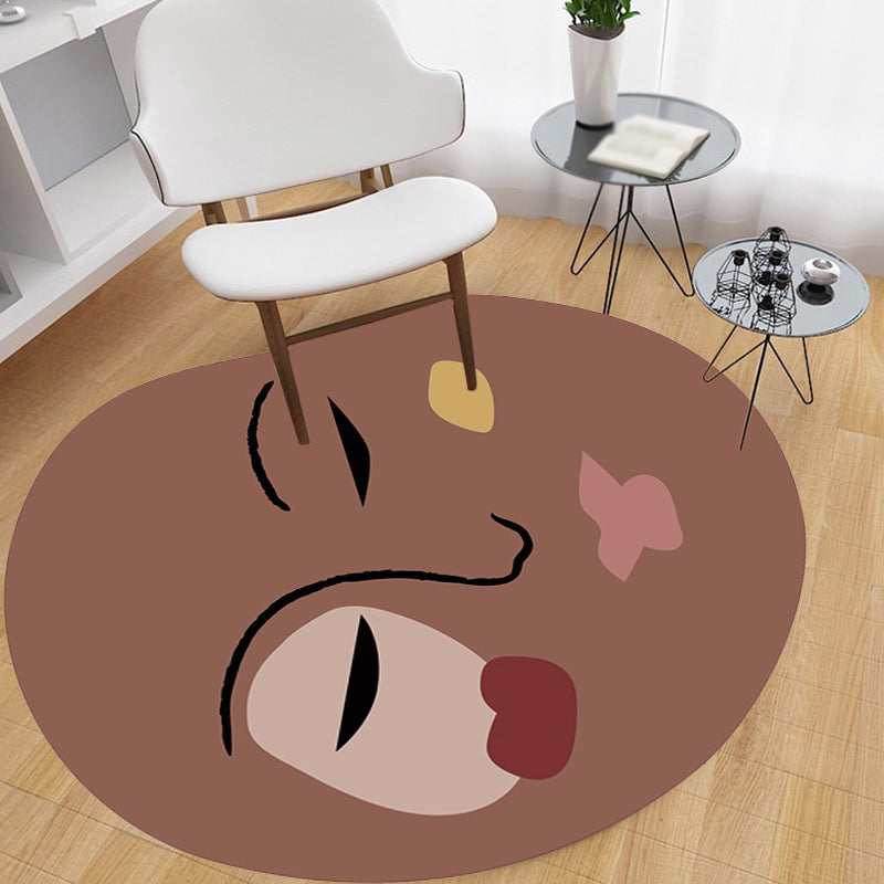 Lisslune | Brown irregular bedroom rug novelty abstract painting pattern area rug polyester anti-slip mat rug
