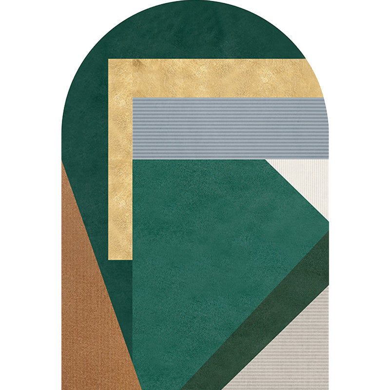Lisslune | Green Irregular Bedroom Rug Novelty Color Block Pattern Area Rug Polyester Stain Resistant Carpet